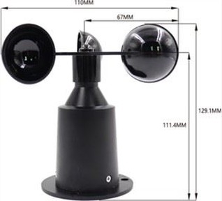 3-Sensor Kecepatan Angin dan Anemometer Tipe Cup